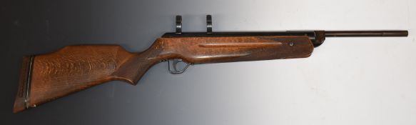 Theoben Sirocco .22 air rifle with chequered semi-pistol grip and forend and scope mounts.