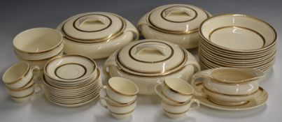 Approximately 129 pieces of Burleighware Burgess and Leigh Art Deco dinner and tea service decorated