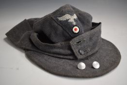 German WW2 Third Reich Nazi Luftwaffe NCO field cap, stamped 43 to lining, with two spare buttons