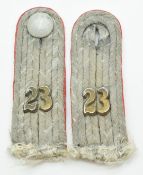 German Army WW2 pair of 23rd Artillery shoulder boards, acquired by a Sherwood Forester sergeant for