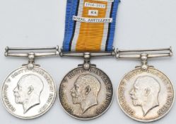 British Army WW1 medals comprising three War Medals named to 1877 Acting Sergeant I Davis, 94742