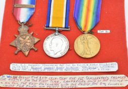 British Army WW1 medals comprising 1914 'Mons' Star with clasp for 5th August - 22nd November