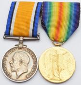 British Army WW1 medals comprising War Medal and Victory Medal named to 18202 Pte H F G Lewis,
