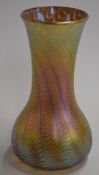 Okra iridescent gold vase, marked 'Trial' to base, 'Okra 2003 R P Golding', approximately 20cm