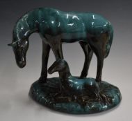 Blue Mountain Pottery horse and foal, H20cm