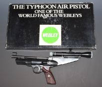 Webley Typhoon .22 target air pistol with shaped and chequered Bakelite grips and Webley 1.5x15