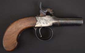 Henry Nock of London percussion hammer action pocket pistol with named and engraved lock, engraved