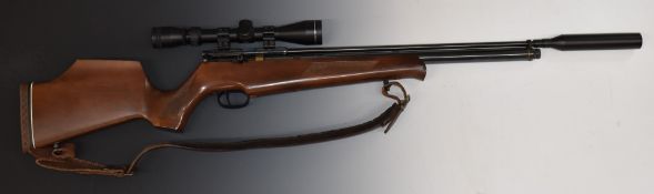 Falcon .22 PCP air rifle with chequered semi-pistol grip, raised cheek piece to the stock,