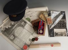 Royal Air Force WW2 service hat, size 7, for George Wheatley, identity discs, photographs,