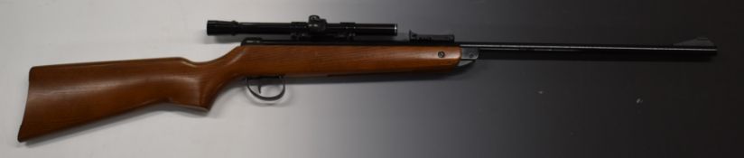 BSA Meteor .22 air rifle with 4x15 scope and adjustable sights, serial n umber TE50871.