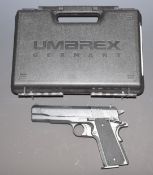 Umarex Colt Government 1911 A1 .177 air pistol with chequered grips and 8 shot magazine, serial