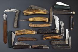 Seventeen various pocket knives including Herbert Robinson of Sheffield, W Saynor, Rogers & Sons,