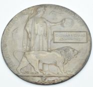 New Zealand Expeditionary Force Memorial Plaque / Death Penny for Thomas Richard Cussens, 1st
