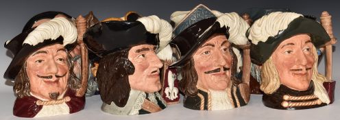 Eight large Royal Doulton character jugs including Four Musketeers