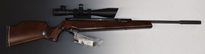 Air Arms .22 side lever air rifle with chequered semi-pistol grip and forend, raised cheek piece,