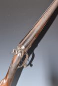 George Gibbs of Bristol 16 bore side by side hammer action shotgun with named locks, engraved