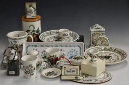 Portmeirion Botanic Garden and other ceramics including four wall/mantel clocks, measuring jug,