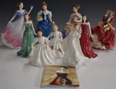 Nine Royal Doulton figurines including Amanda, May etc