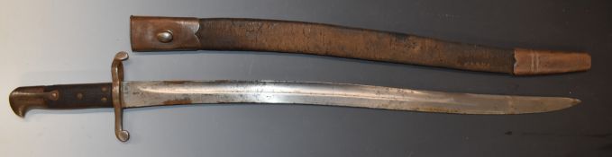 British 1856 pattern Enfield sword bayonet with early type leaf spring secured by rivet, some