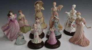 Ten Coalport figurines including Montpellier Walk, Opening Night, Richmond Park, On The Balcony,