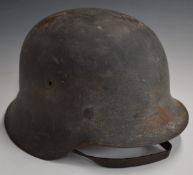 German WW2 Third Reich Nazi Luftwaffe single decal steel helmet, stamped 2562 to inner rim, complete