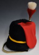 Royal Gloucestershire Hussars Other Ranks busby with scarlet bag and triple yellow cord lines,