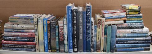 Approximately 50 Naval and Aviation Military books including Battleship Nelson, Warships of WW2, The
