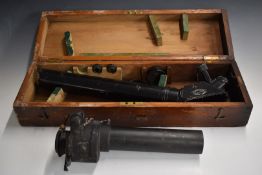 Two military gun sights, one cased by Ottoway & Co, Power 7 telescope for high angle gun, dated