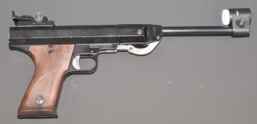 Italian RO71 .177 target air pistol with shaped and chequered Bakelite grips and adjustable