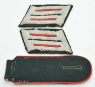 German Army WW2 Artillery Officers collar badges together with an Artillery shoulder board, acquired