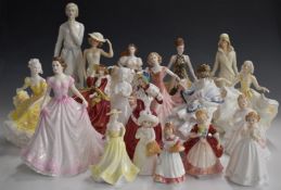 Eighteen Royal Doulton and Royal Worcester figurines
