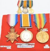 British Army WW1 medals comprising 1914/1915 Star, War Medal and Victory Medal named to 16140 Pte