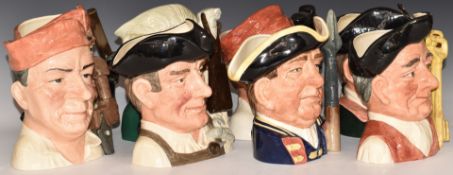 Eight large Royal Doulton character jugs from the Williamsburg Series