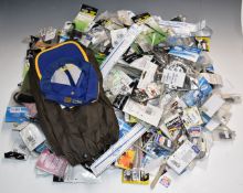 A large collection of fishing accessories including baiting needles, sea fishing boat rigs, wire