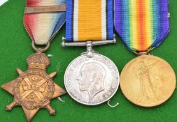 British Army WW1 medals comprising 1914 'Mons' Star with clasp for 5th August - 22nd November