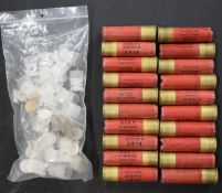 Twenty Eley 8 bore shotgun cartridge cases and matching plastic wads. PLEASE NOTE THAT A VALID