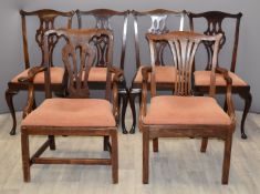 Six 19thC Chippendale style chairs including a set of four and two carvers