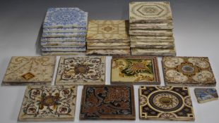 A collection of Victorian tiles including Minton, 15.5 x 15.5cm