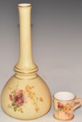 Royal Worcester blush ivory vase, shape 1528 and a miniature tankard, tallest 18cm