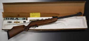 BSA Superstar .22 air rifle with chequered semi-pistol grip, adjustable sights and scope rail,