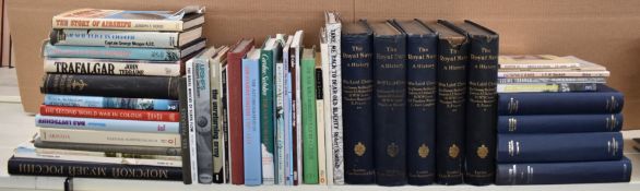 Forty military books including five volumes of The Royal Navy A History by Wm Laird Clowes,
