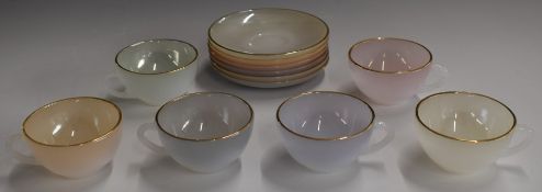 Retro / mid century modern Arcopal Opale harlequin tea set in presentation pack