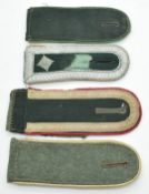 Four German Army WW2 shoulder boards, two for NCOs and a Jager example, acquired by a Sherwood