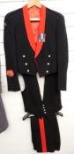 British Army Royal Artillery mess dress comprising jacket, waistcoat and trousers, miniature