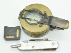 WW2 compass with T G Co Ltd London Mk III dated 1941, together with a small navigational aid and a
