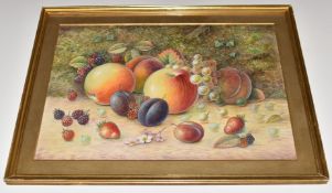 Harry Ayrton (Royal Worcester artist), watercolour still life of painted fruit, signed lower