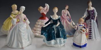 Seven Royal Doulton figurines including limited edition Queen Mary II, Susan, Diana etc, tallest