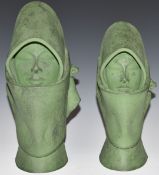 Two green ceramic busts in the Goldscheider style, tallest 25cm