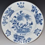 Chinese 19thC blue and white export plate with six character mark to base, diameter 26cm