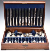 Elkington plated twelve place setting Hanoverian rat tail pattern canteen of cutlery, case W47cm